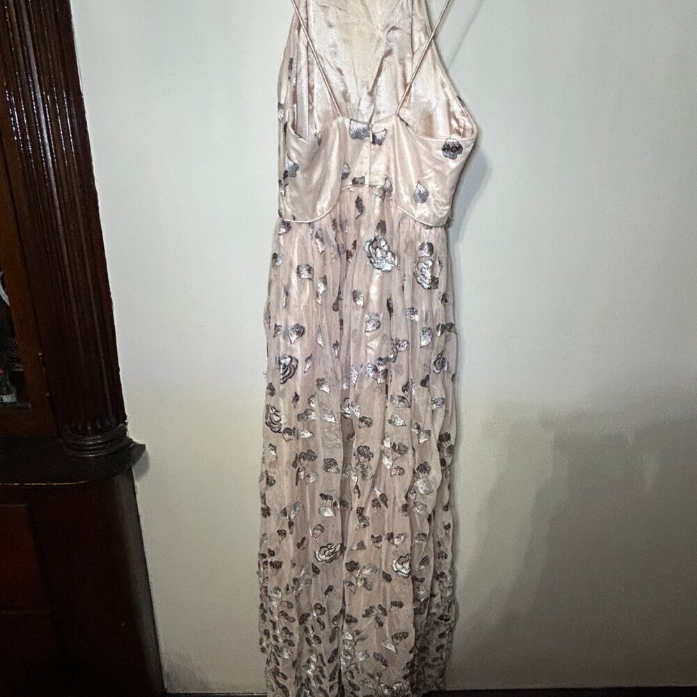 Gianni Bini Rose Embroidered Halter Gown - Picture 6 of 10
